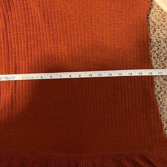 Long Sleeved Layered Dress Autumn Copper Brown and Cream Colored Undershirt - Picture 7 of 9